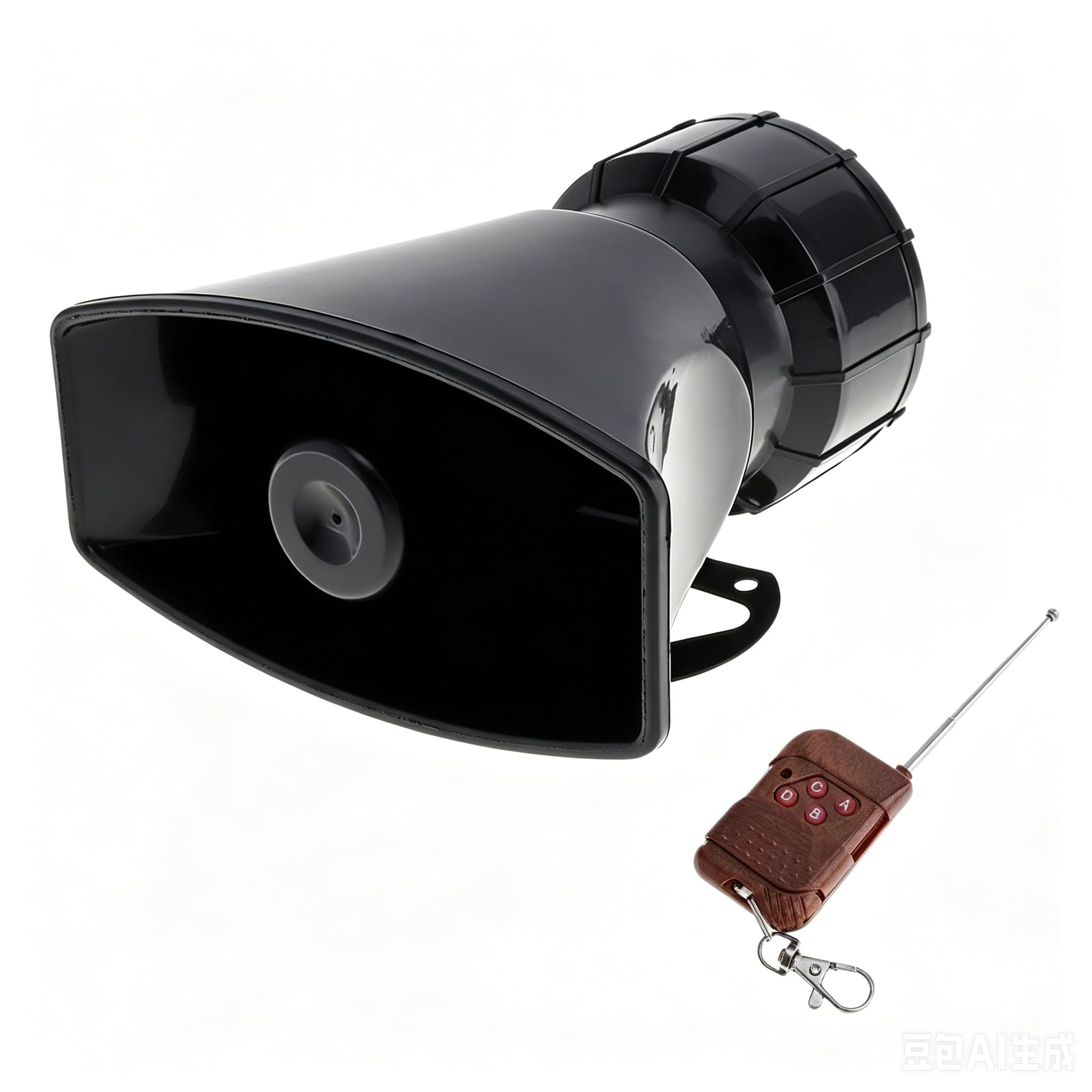 ePathChina 7 Sounds Loud Car Warning Alarm Police Fire Siren Horn Speaker with Brown Remote Controller 12V 100W