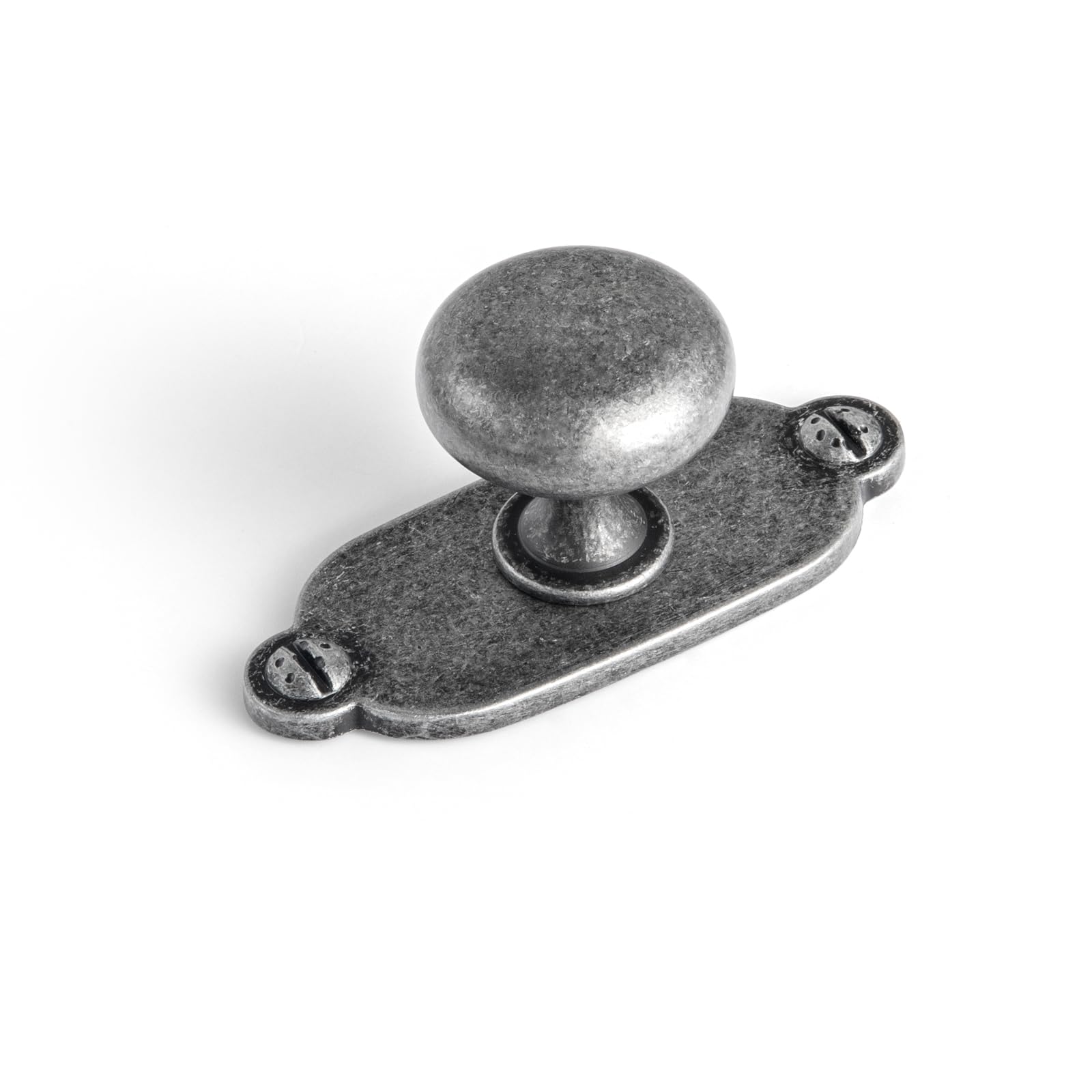Goo-Ki Weathered Nickel Zinc Alloy Cabinet Large Knob with Backplate - Single Hole Center Cabinet Pull Hardware for Bedroom, Kitchen, 12 Pack（8611-G013）