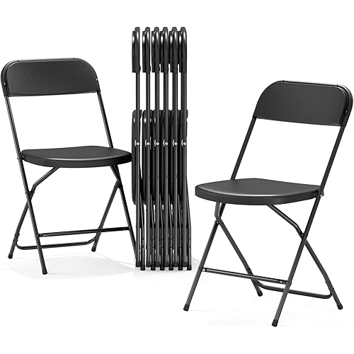 Nazhura Foldable Folding Chairs Plastic Outdoor/Indoor 650LB Weight Limit (Black, 20 Pack)