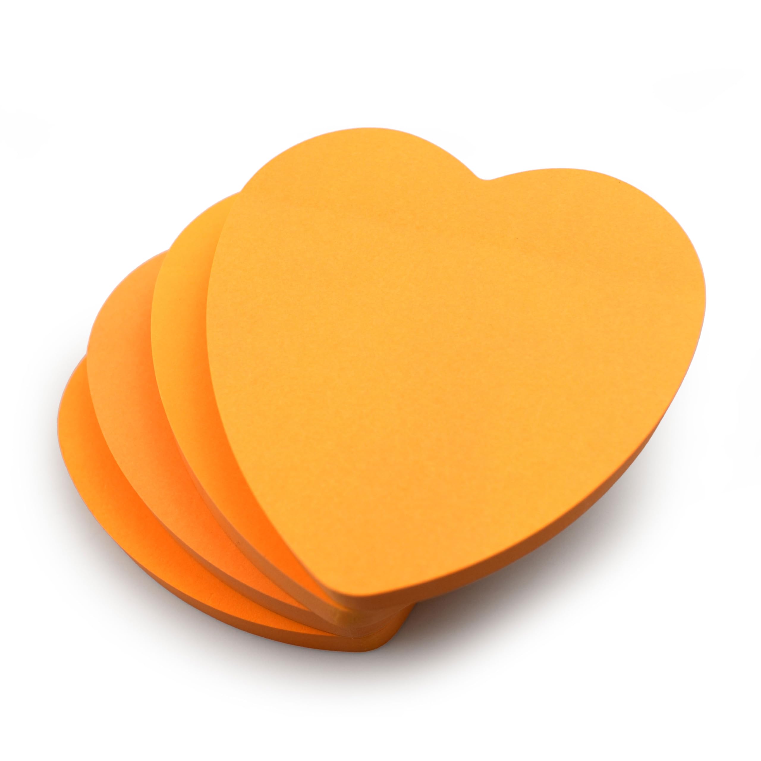 Evergreen Goods 4 Pads Heart Shaped Sticky Notes Neon Orange Colour 100 Sheets per Pad 3"x3" Removable Adhesive Sticky Notes for Office School Home Valentines Gift for Couples