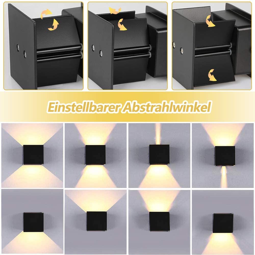Scandinavian home LED wandlamp voor binnen en buiten I Instelbare lichtsterkte I IP65 230V 6W warm wit 3000K 700lm I Buitenlamp, buitenverlichting, wandlampome LED wandlamp voor (antraciet