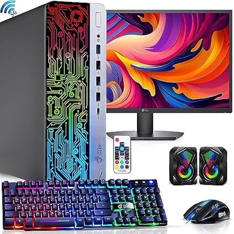 BTO Desktop Computer RGB PC, Intel Core i5, 32GB DDR4 Ram, New 1TB SSD, HDMI, RGB Keyboard and Mouse, Built-in WiFi, 22 Inch Monitor, Type C Port, Windows 10 Pro (Renewed) Cover