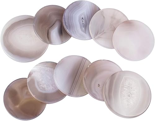 Miniatura 4 de Rockcloud Paquete de 6 rodajas de mesa de ágata, losa de piedra de ágata para tarjetas de identificación de boda, tarjetas de lugar de 1.7 a 2.4