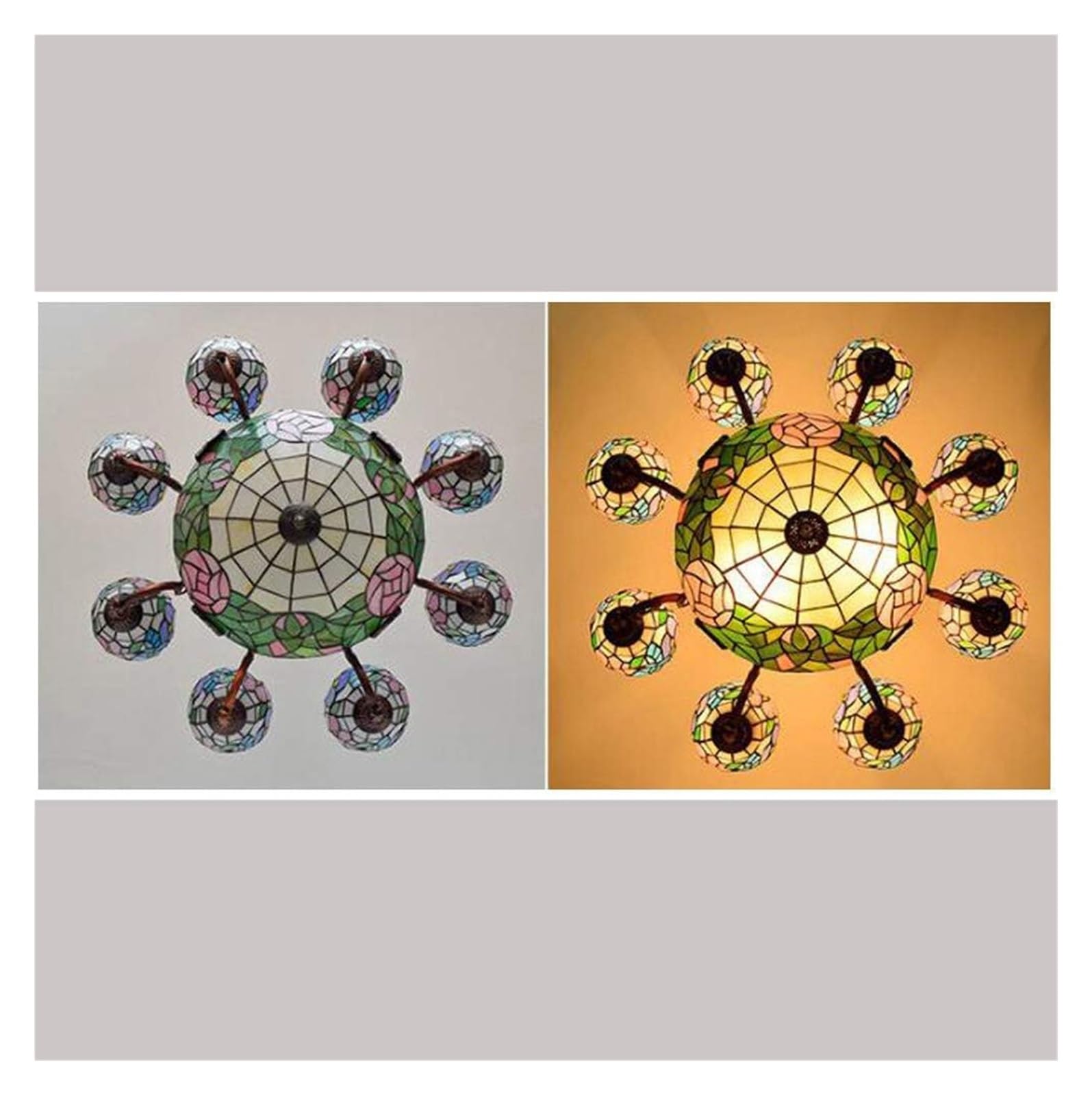 Żyrandole Duża lampa sufitowa Żyrandol ManyArm, rustykalna sztuka witrażowa Lampa wisząca do salonu, korytarza