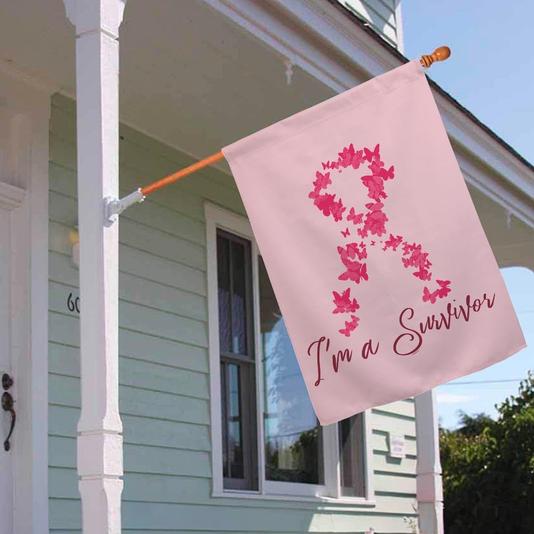Breast Cancer Awareness Flag Beat Cancer I'm A Survivor Double Sided 28x40 House Flag