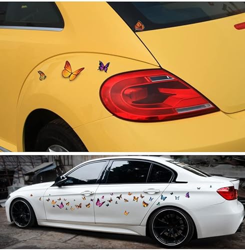 Butterfly Vinyl Car Stickers, Butterflies Insect Scratch Cover Waterproof Bumper Decals For Automotive, Motorcycle, Helmet, Luggage, Window, Wall, Home Decor, Easter (Type C) #TOP1