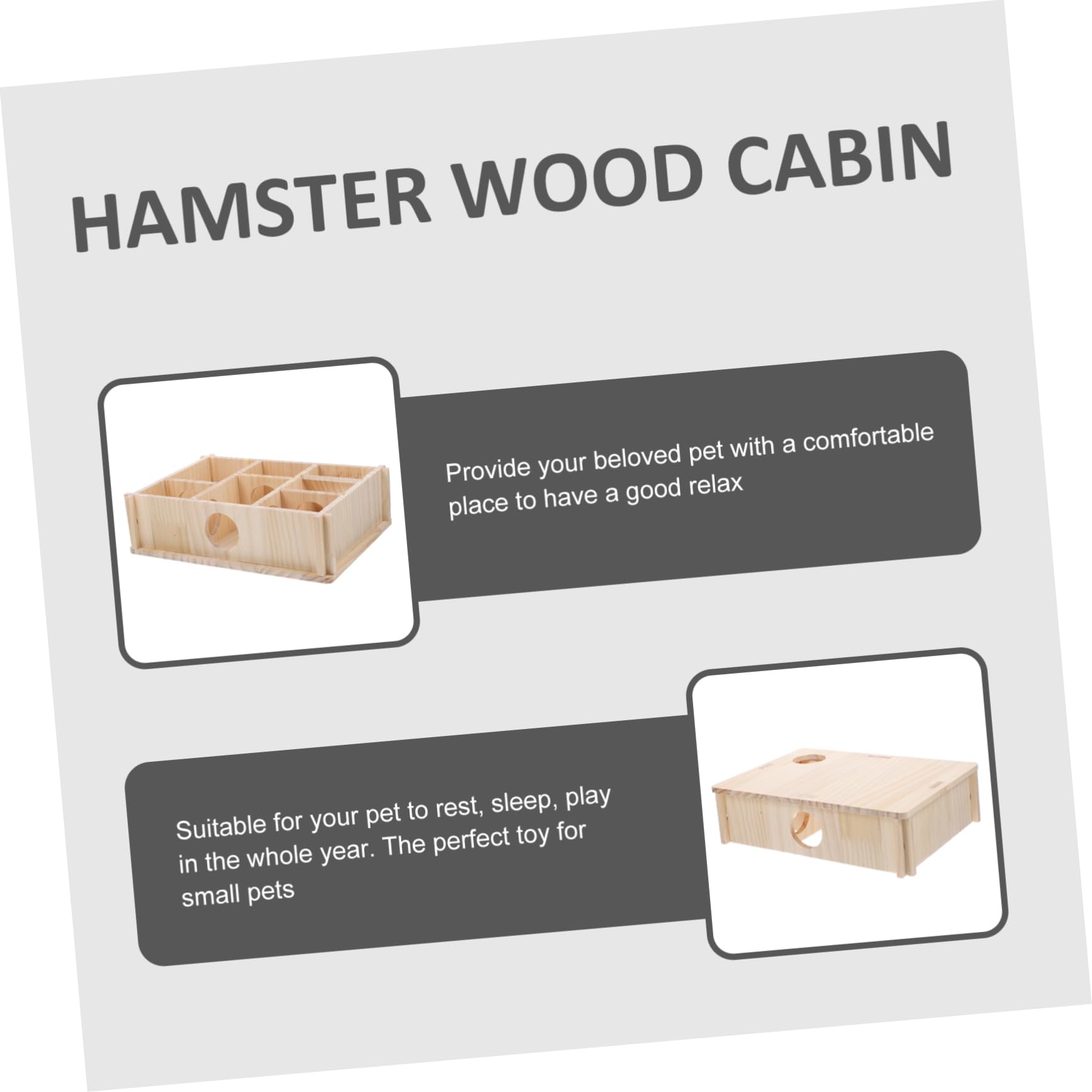 Hamsterspielzeug Holz Labyrinth Versteck mit Mehreren Kammern für Meerschweinchen und Ratten Sicheres Spielhaus und Rückzugsort zum Spielen und Entspannen