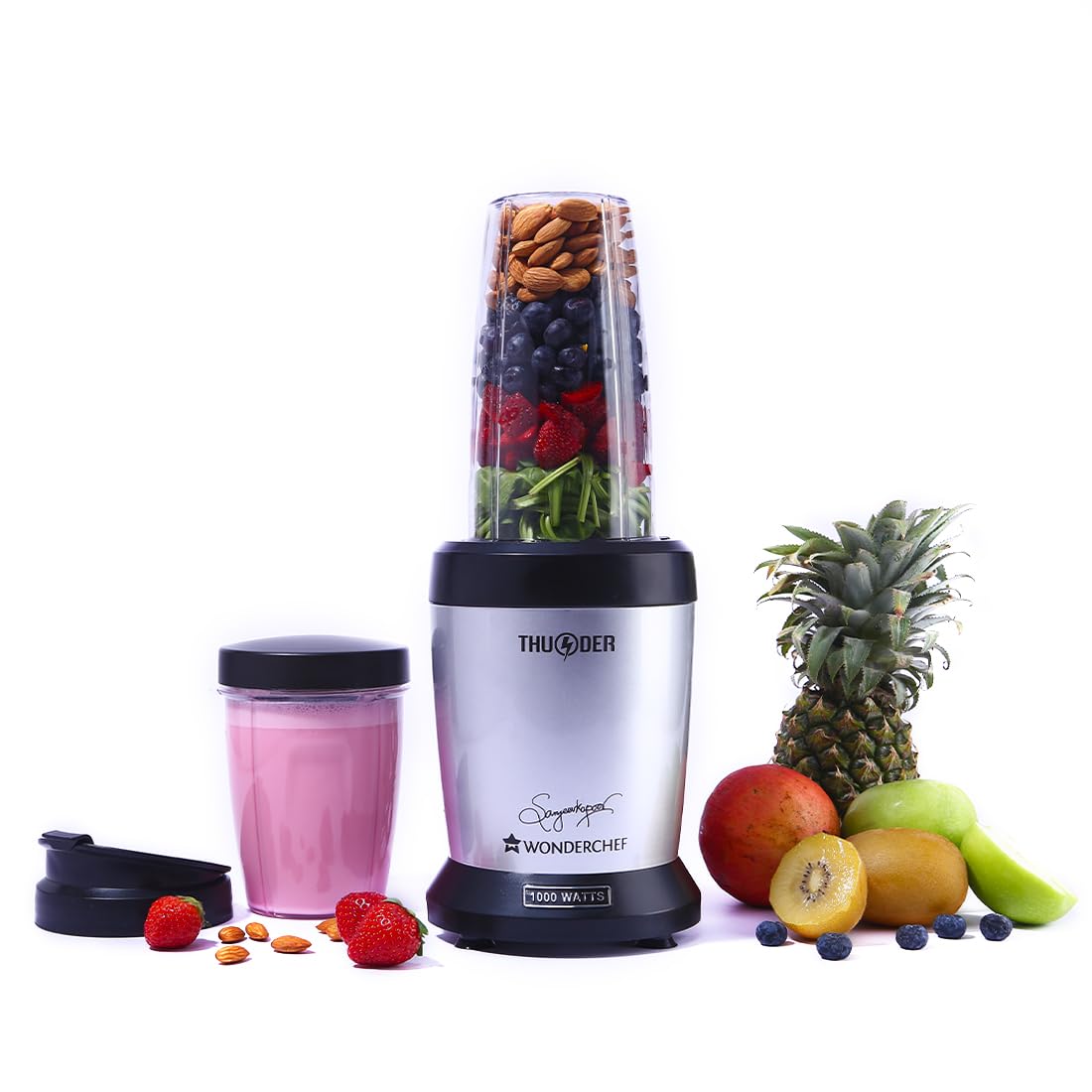 Wonderchef Sumo 1000W Mixer Grinder | 3 Stainless Steel Jars with Fruit Filter Jar | Powerful 1000W motor | 3-Speed…