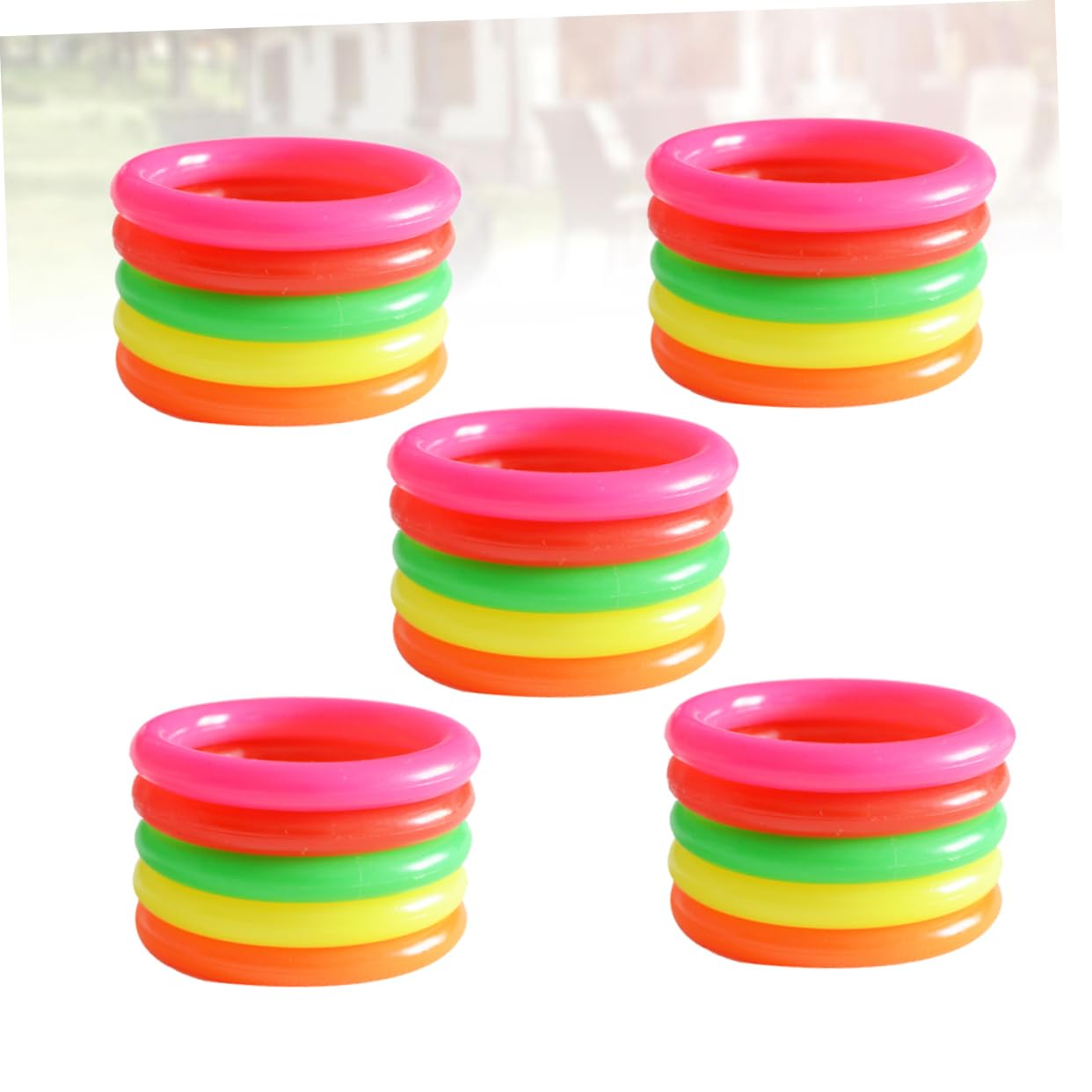 POPETPOP Ring Toss Game Accessories 25pcs Toss Rings 4cm Plastic Throwing Circle for Boys and Girls Great for Play Random