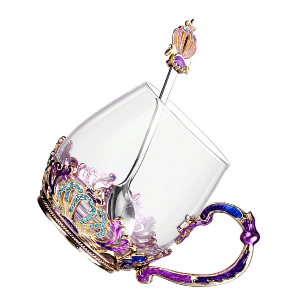 Mipcase Vidrio Taza de Té con Diseño Ergonómico Resistente al Calor y Frío