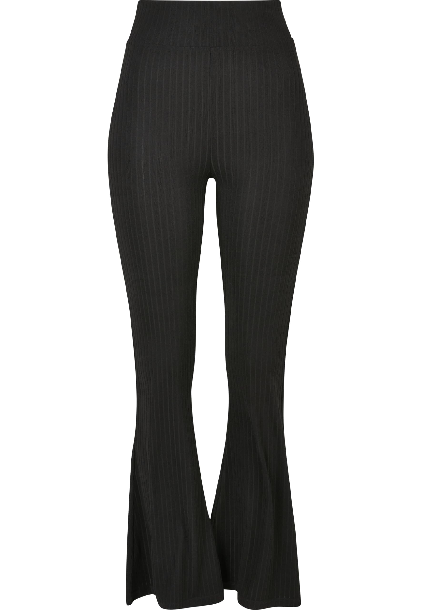 Urban Classics Women's High Waist Rib Flared Leggings, Fabric Trousers for Women with Wide Leg Cuffs, in 2 Colours, Sizes XS - 5XL, Black, XXXXXL