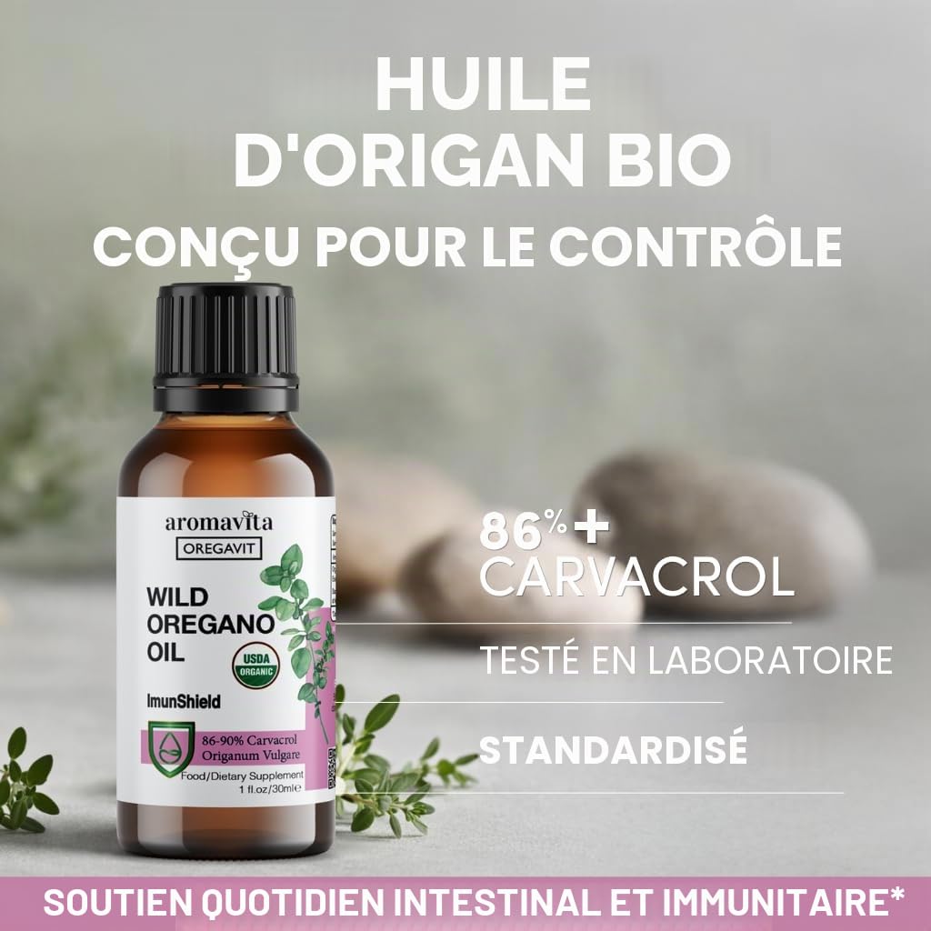 Huile d’Origan Sauvage en Gouttes – 86–90% Carvacrol – Huile d’Origan Liquide Bio – Origine Grecque – 30 ml