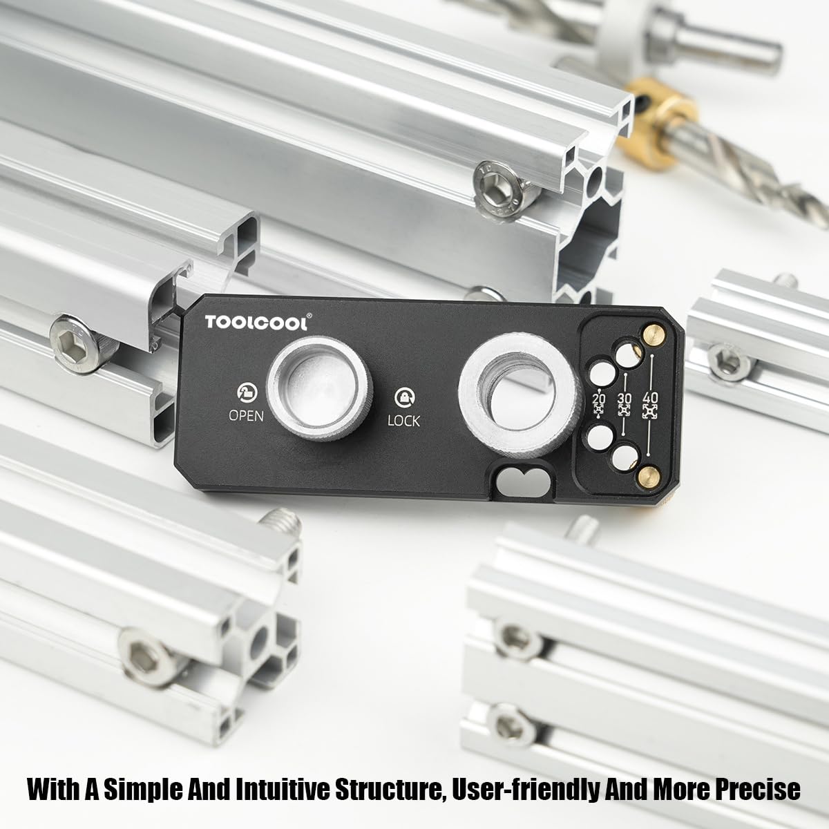 TOOLCOOL Aluminum Profile Drill Guide Access Hole Drill Jig with M6 and M8 Step Drill Bits for 20 30 40 Series European Standard Aluminum Extrusion Profile - Image 2