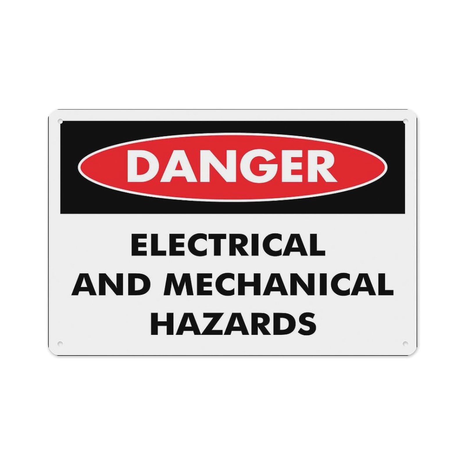 peiyeety Danger Electrical and Mechanical Hazards Sign Aluminum Tin Warning Signs for Home Outdoor Garden 12X16 Inches