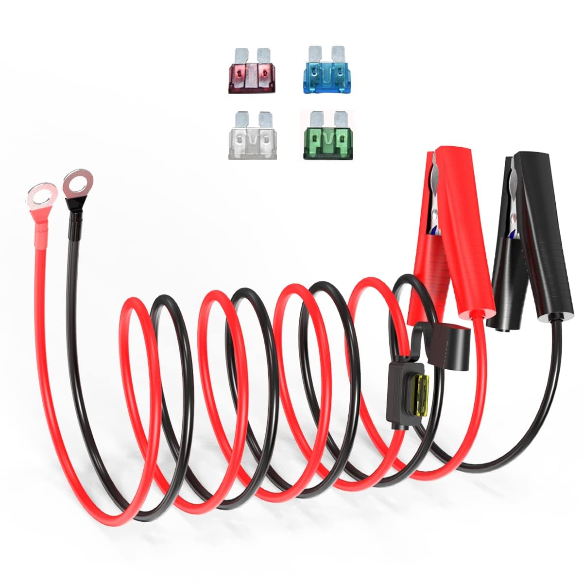 ELFCULB Câble pince crocodile vers joint torique 10 AWG 3 m avec fusibles