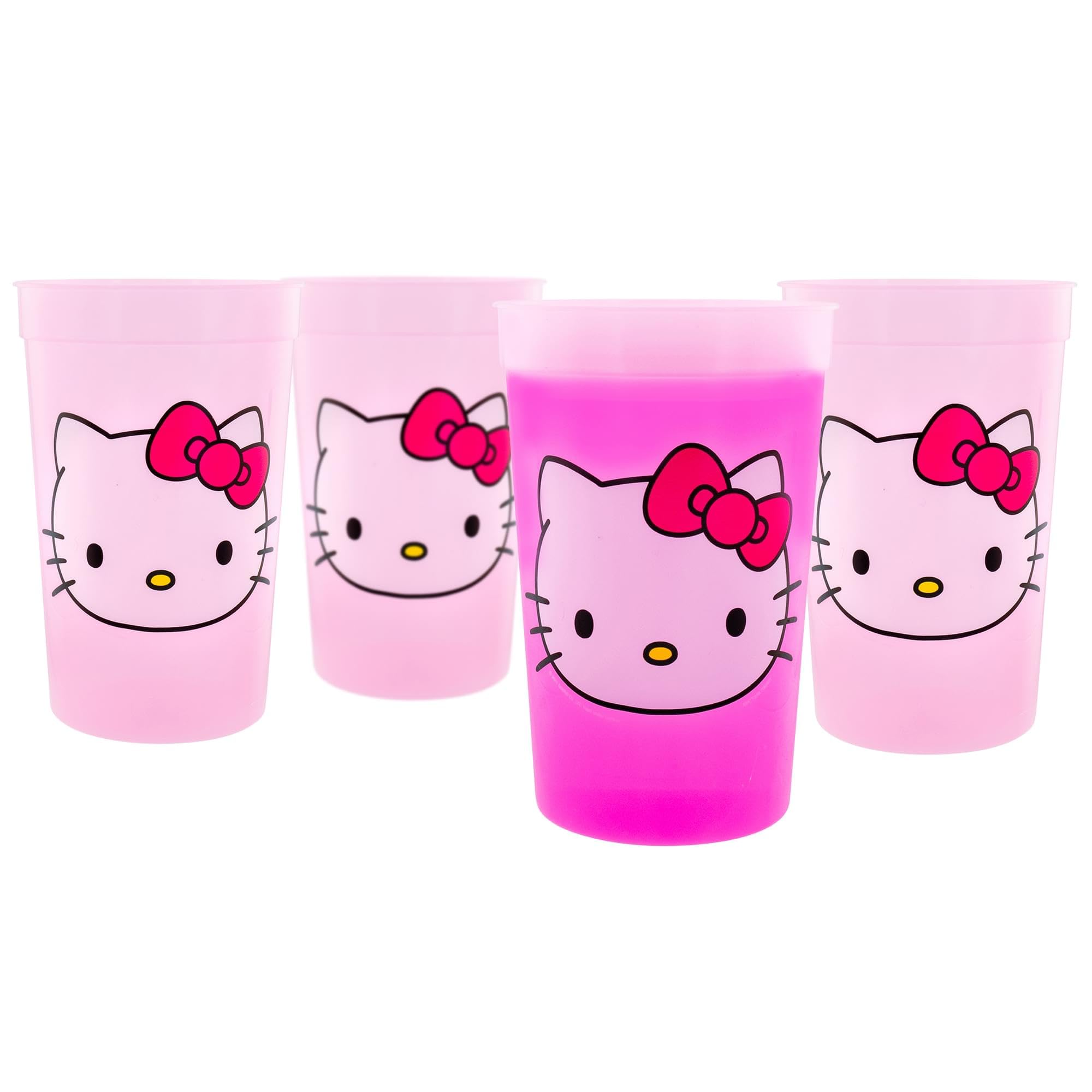Silver BuffaloHello Kitty Face 4-Pack 15oz Color Change Plastic Cups