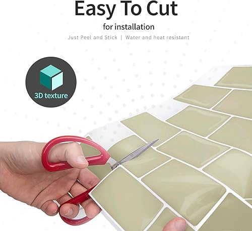 Miniatura 3 de 10 hojas adhesivas para baldosas, pegar y despegar para salpicaduras 12"x12"