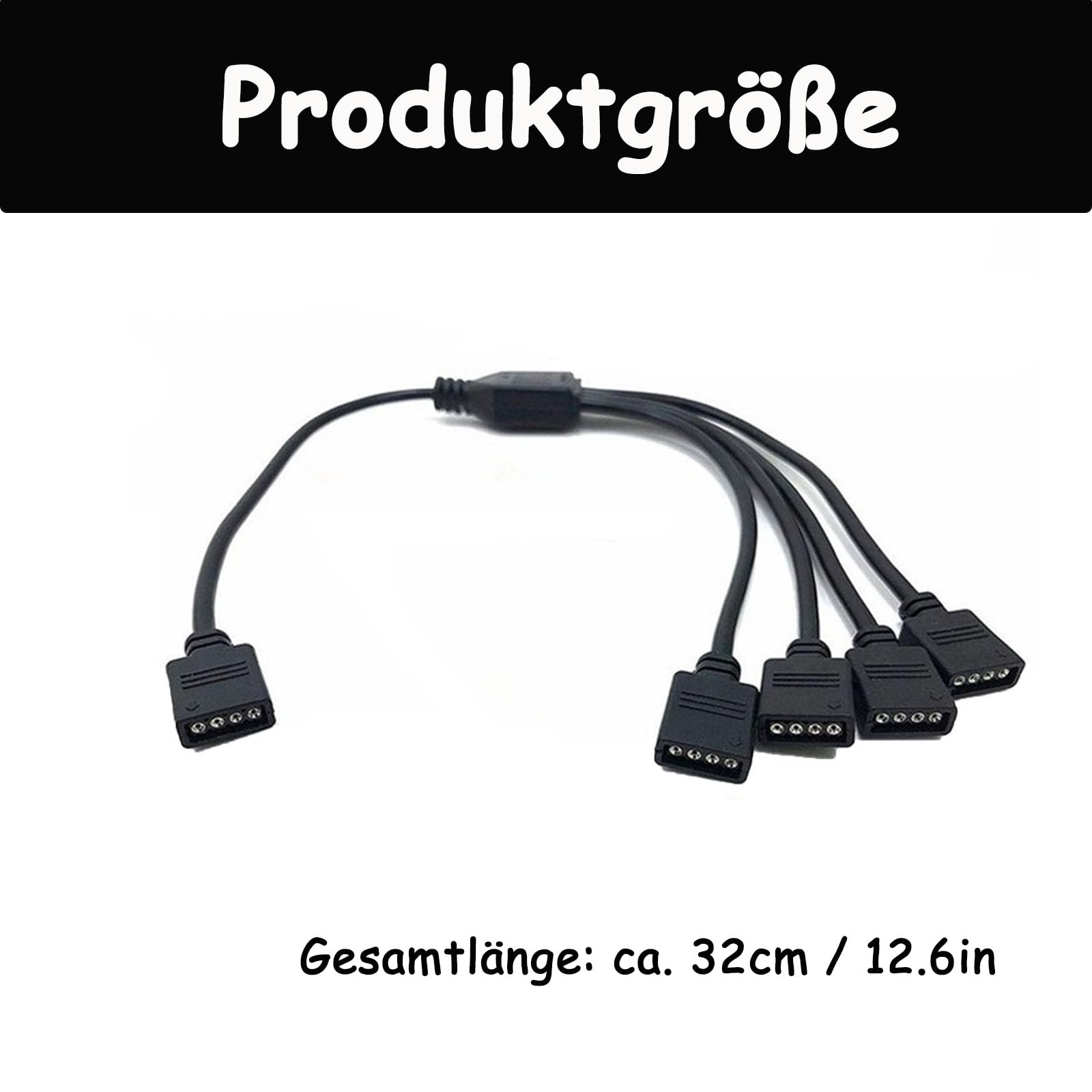 ARGB - Cable divisor de 12 V 4 pines RGB direccionable, 1 a 4, para ventiladores de carcasa, cable divisor y enfriador de CPU (negro)