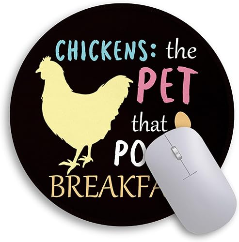 Immaturus Divertida alfombrilla de mouse de pollo, lindo gallo, pequeño mouse pad para escritorio, alfombrilla de mouse redonda de viaje para mouse