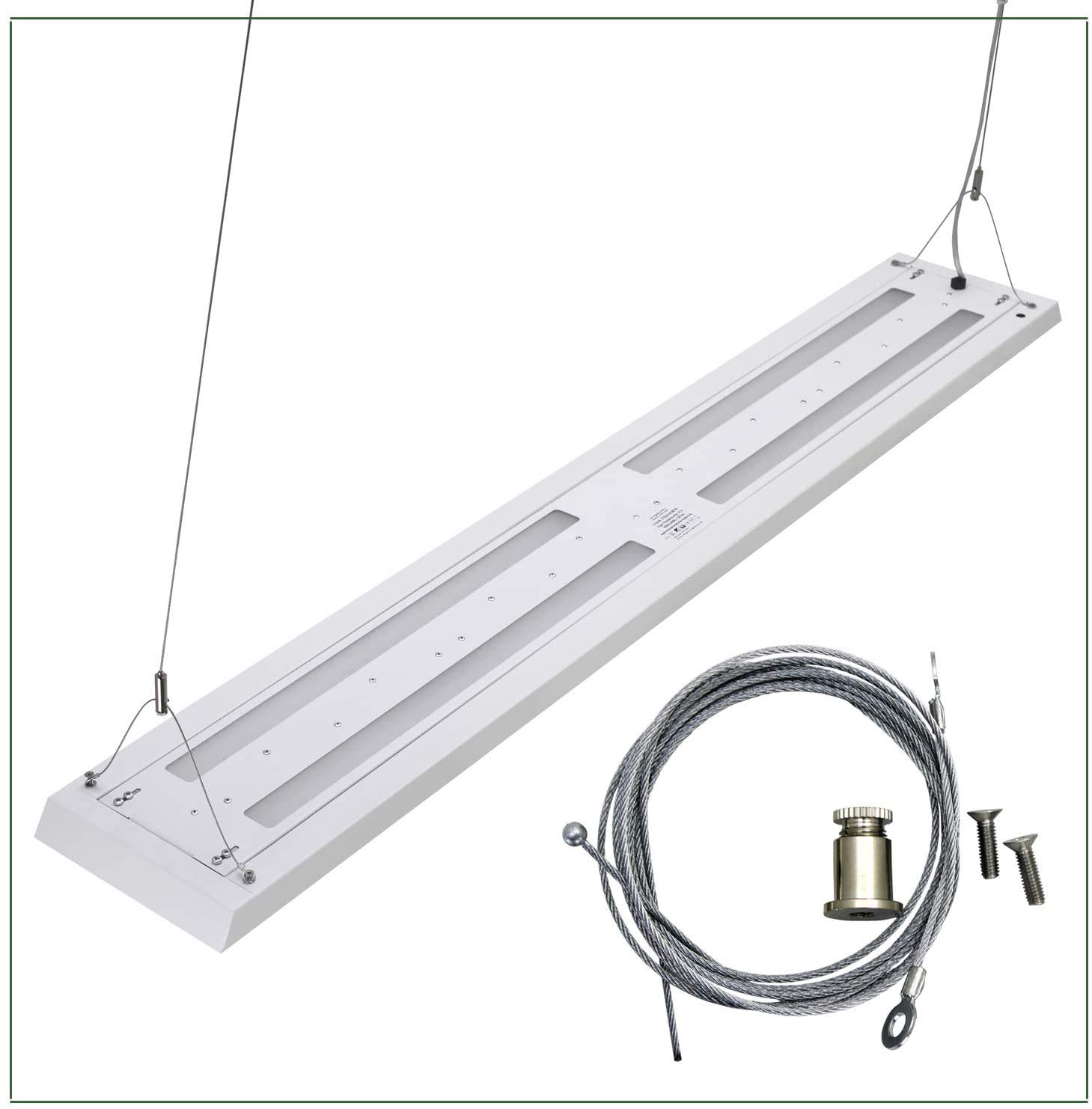 LED Pendelleuchte 160cm 64 Watt COB 4000K 6000lm | Mikroprismatische Abdeckung, Direkter/indirekter Lichtanteil, Büroleuchte, Arbeitsplatzleuchte, Designleuchte