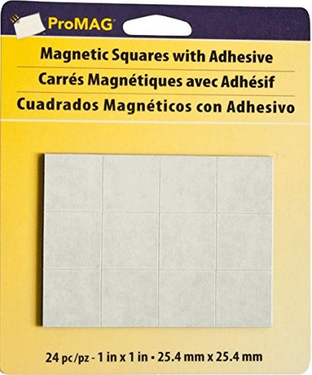 2 Set of 24 Piecec ProMAG Square Flexible Magnets with Adhesive, Size 1