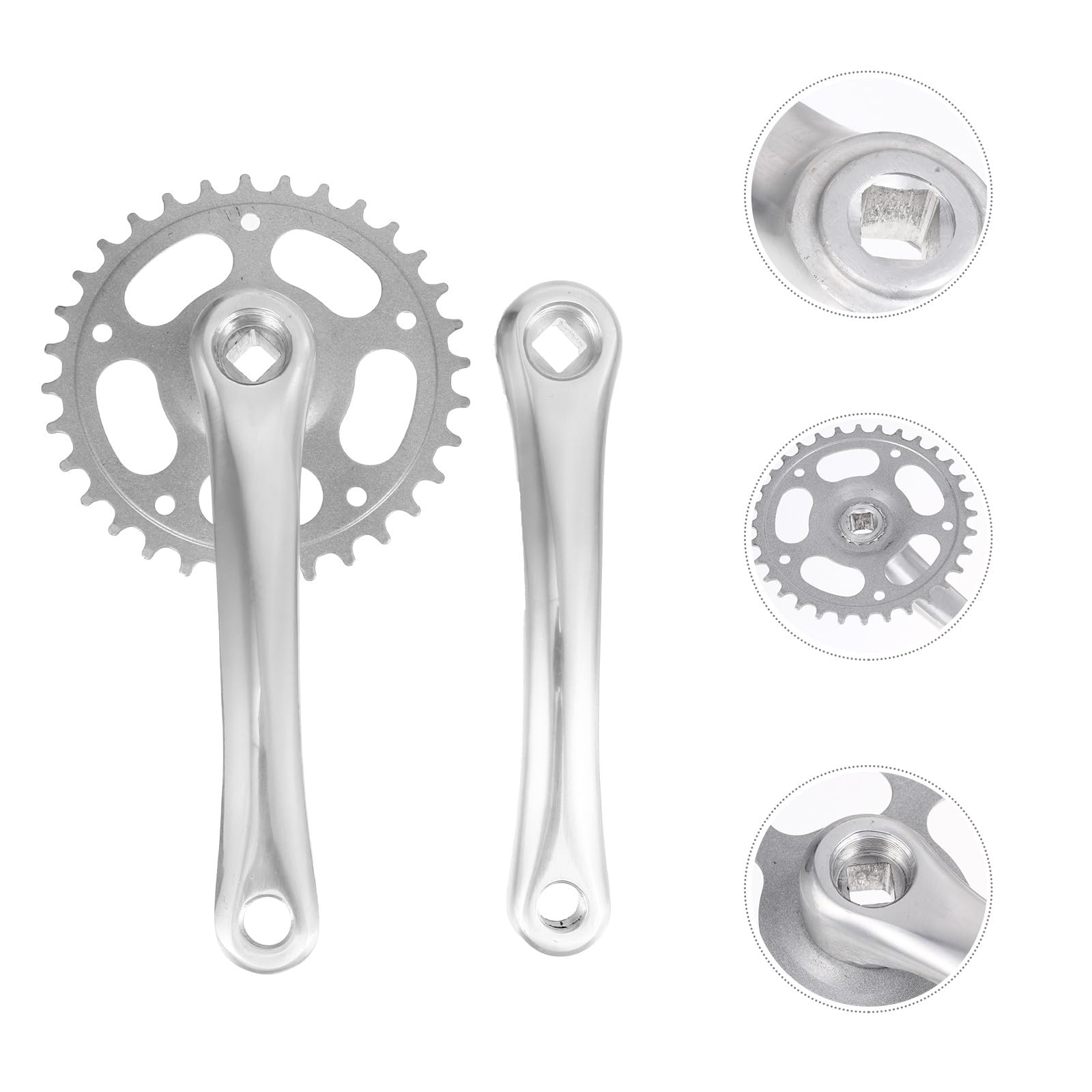 iplusmile Pédalier de VTT Simple Vitesse en Alliage D'aluminium Argenté 32t Manivelle Modérée, Résistant à l'usure, pour Vélo Single Speed et VTT