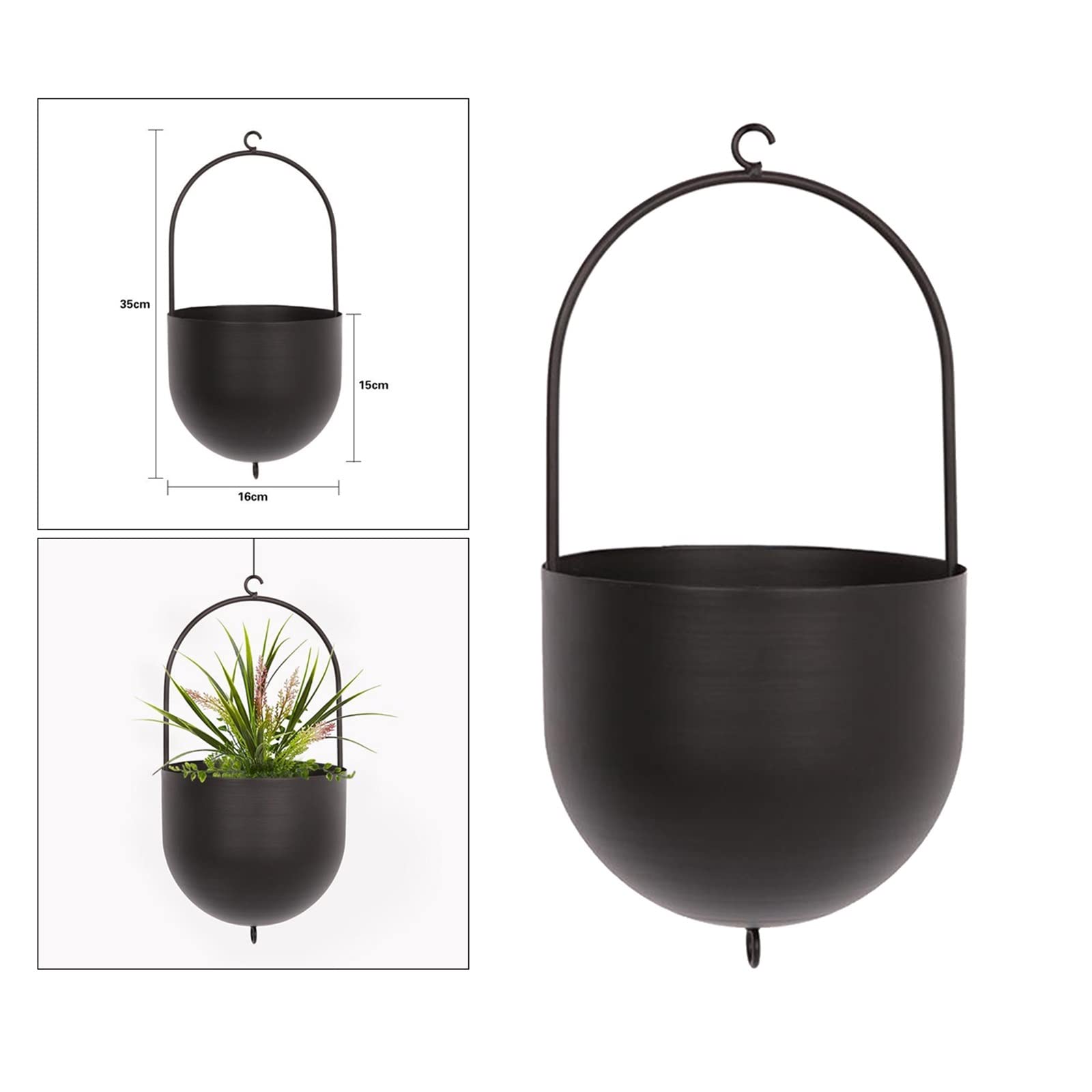 HASMI Jardiniere Balcon Jardinière Suspendue en métal balançoire Pot de Fleur Porte-Plante avec Crochet for Petite décoration succulente Balcon Salon Pot Suspendu Plante Interieur