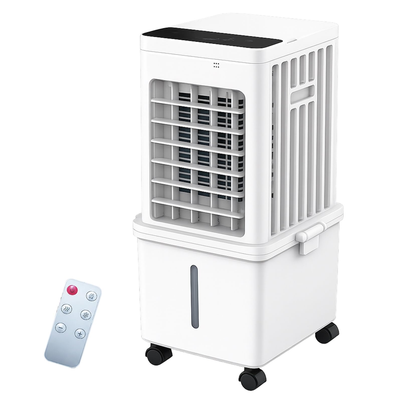 WPWSDWMX Evaporative Cooler with Dual Detachable Water Tank, Swamp Cooler, Touch and Remote Control, Rolling Wheels for Home Garage Patio Cooling