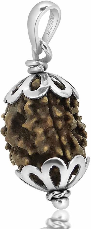 Arihant Gems & Jewels Nepali & Indian Rudraksha Pendant in 925 Sterling Silver – Natural, Certified, Spiritual Beads for Men & Women