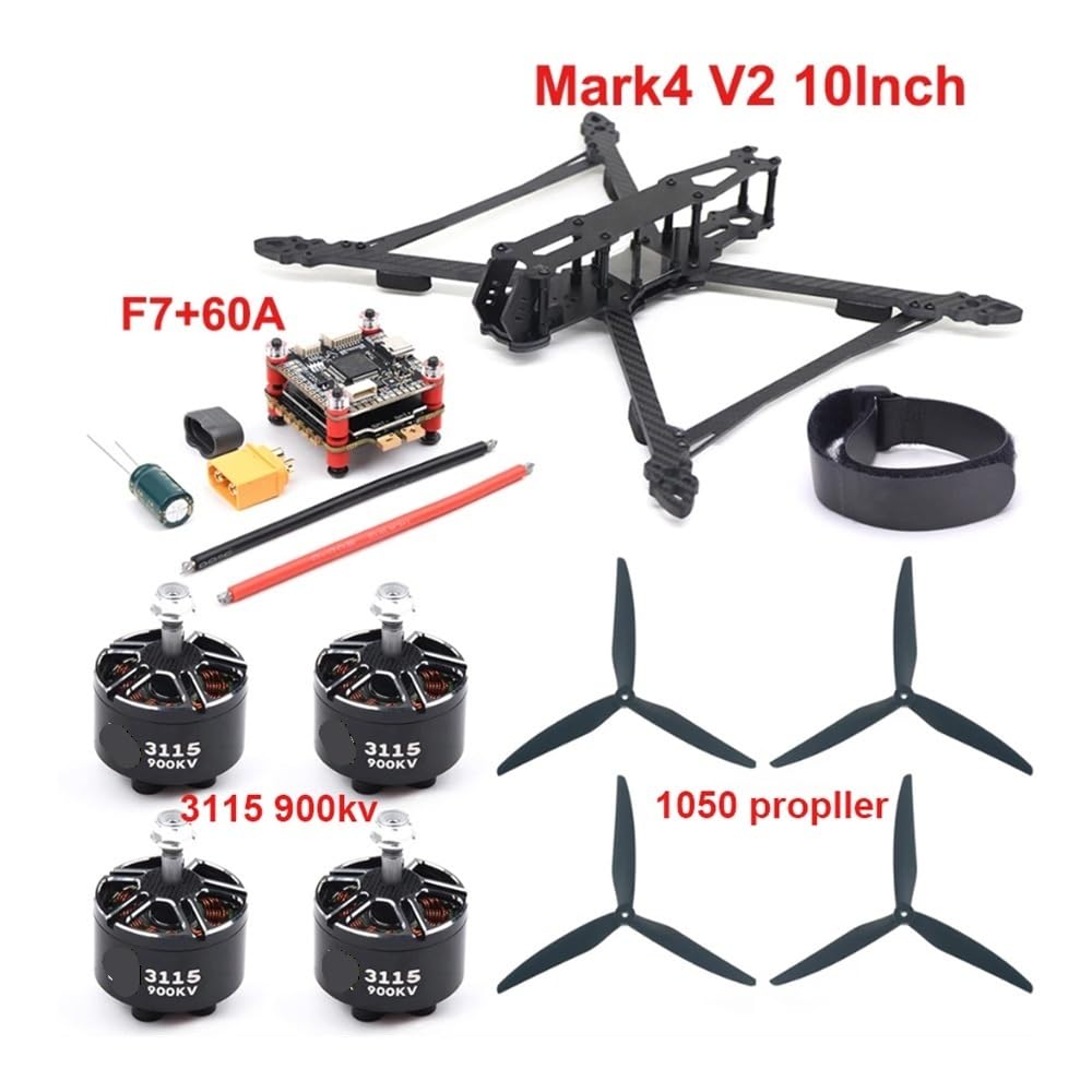 Mark4 V2 10inch 427mm Frame F7 Flight Control 60A ESC 3115 900KV Motor 1050 Propeller Fit For FPV Camera Done(Set 1 without camera)
