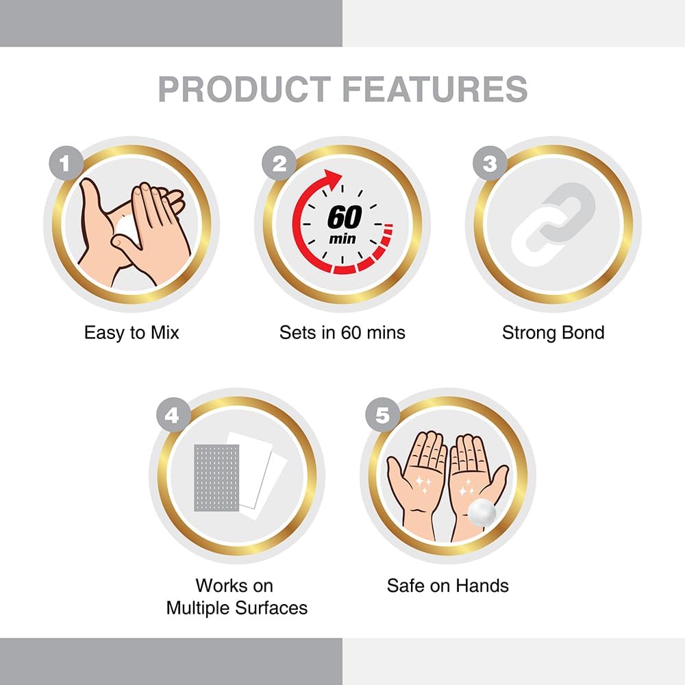 PIDILITE M-SEAL SANITARY White Putty for Plumbing, Auto Work - Pack of 5 (200 g Each) 2