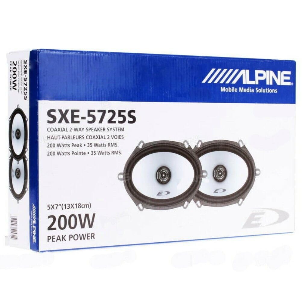 KIT SET PER ALPINE SXE-5725S 2 altoparlanti coassiali 2 vie ovali 5 x 7 13 x 18 cm 130 x 180 mm 35 watt rms 200 watt max 4 ohm, a coppia + viti di installazione e accessori