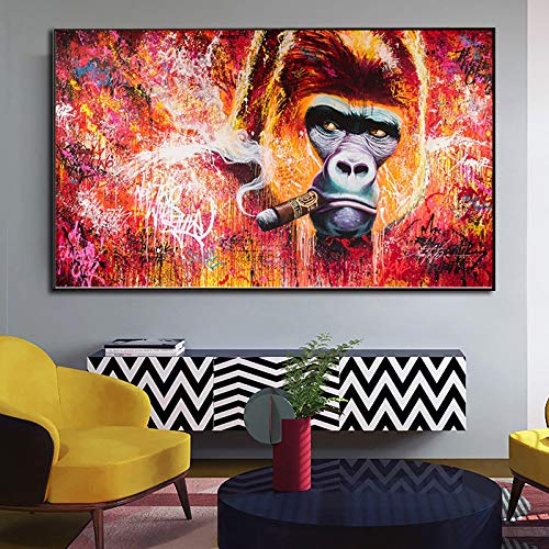 Art abstrait animaux gorille fumeur pour affirmer le style unique de votre intérieur
