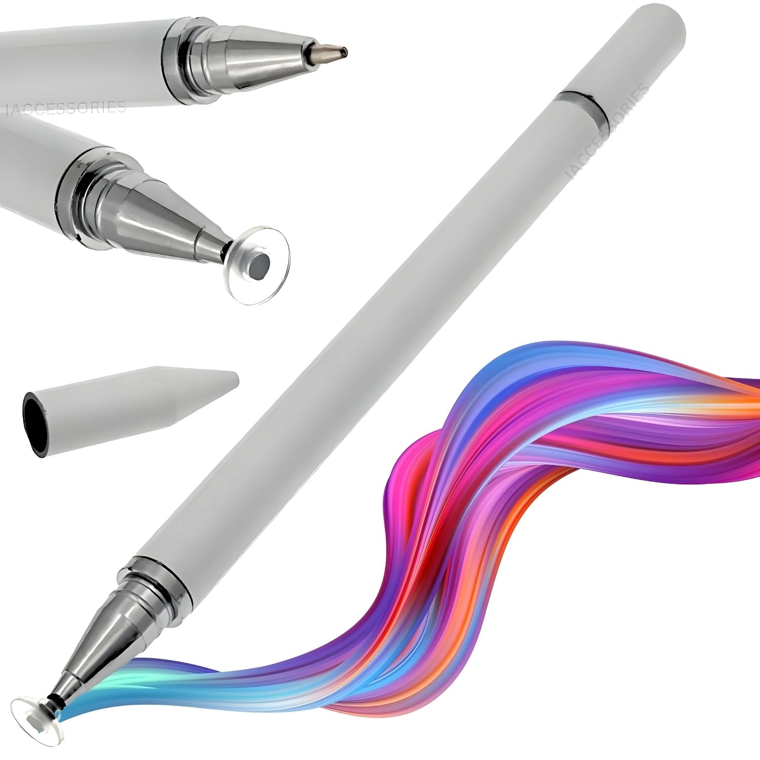 iAccessories 2-in-1 Fine Point Silicon Disc Tip Stylus with Ballpoint Pen for All Touch Screen Devices Android Mobile Phones Tablets Pads - White (B0CMRQQVBZ) Amazon Price History, Amazon Price Tracker
