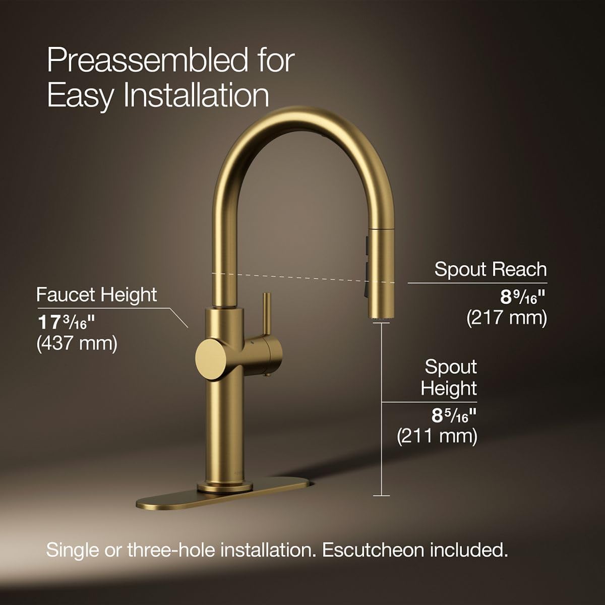 Modern Brass Touchless Pull-Down Kitchen Faucet with Sprayhead