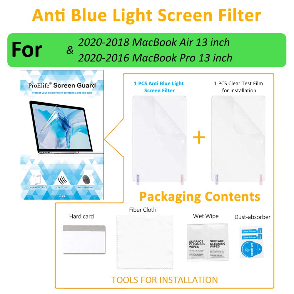 ProElife Pellicola salvaschermo opaca antiriflesso con filtro luce blu per MacBook Pro 2021-2016 13 "e MacBook Air 13" 2021-2018 con chip Apple M1 e processore Intel, protezione per gli occhi