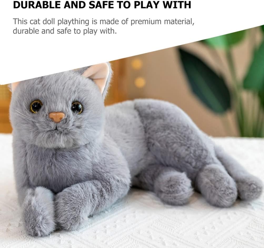 Realistic Cat Stuffed Animal Plush Toy 11.8In Soft Simulation Cat Doll for Kids Comfort Home Decor - Image 8