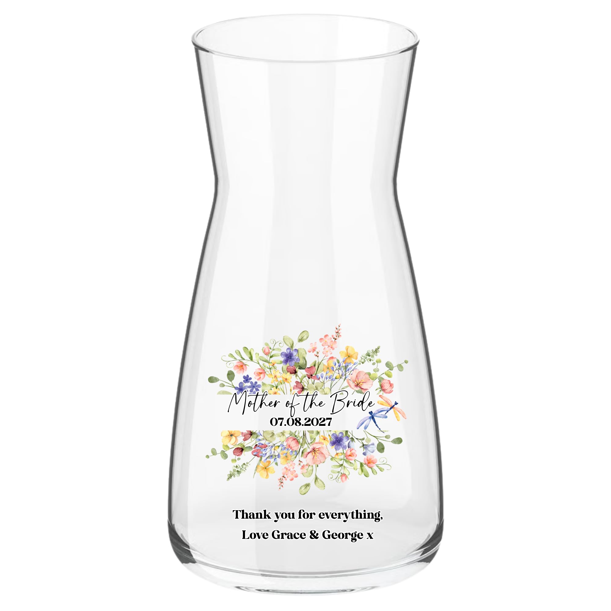 Personalised Vase for Mother of the Bride, Mother of the Groom,Weddings, Gift, Custom Floral Names, Gift for Mum, Nanny, Grandma, Wedding Day, Variety of Designs
