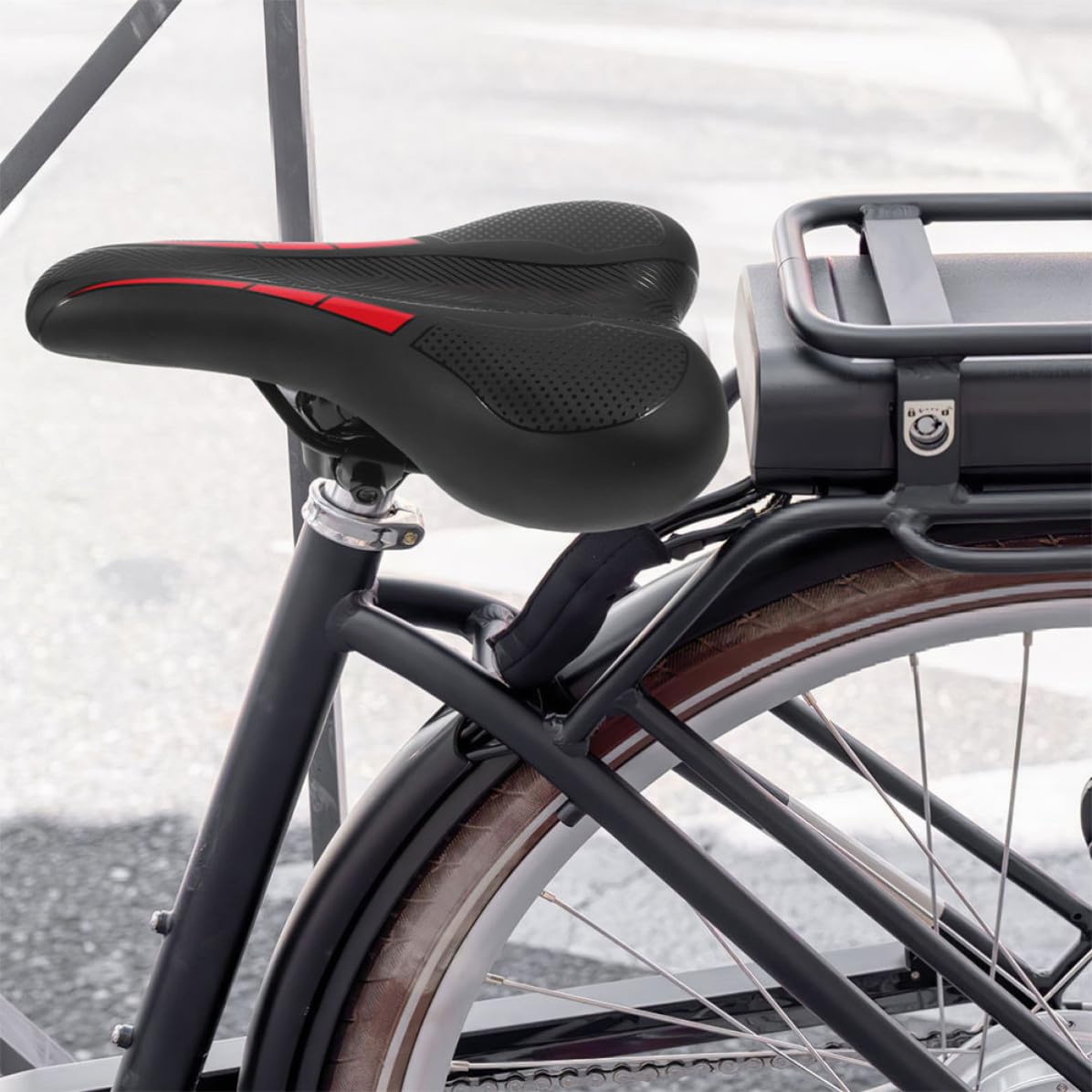 ULTECHNOVO 2 Piezas Sillín de Bicicleta Negro de PU y PP, Cómodo y Ligero