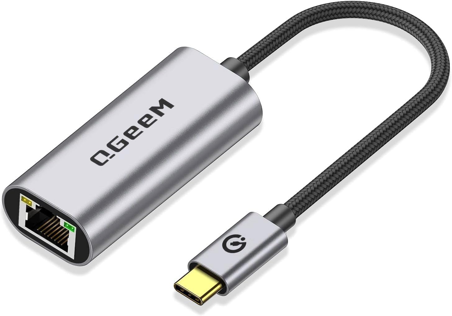 QGeeM USB C to Ethernet Adapter, Ethernet Adapter for Laptop, Thunderbolt 3/4 to RJ45 LAN Network Adapter Compatible for iPhone 16 15 Pro/max, MacBook Pro/Air, iPad Pro, Dell XPS(Silver)