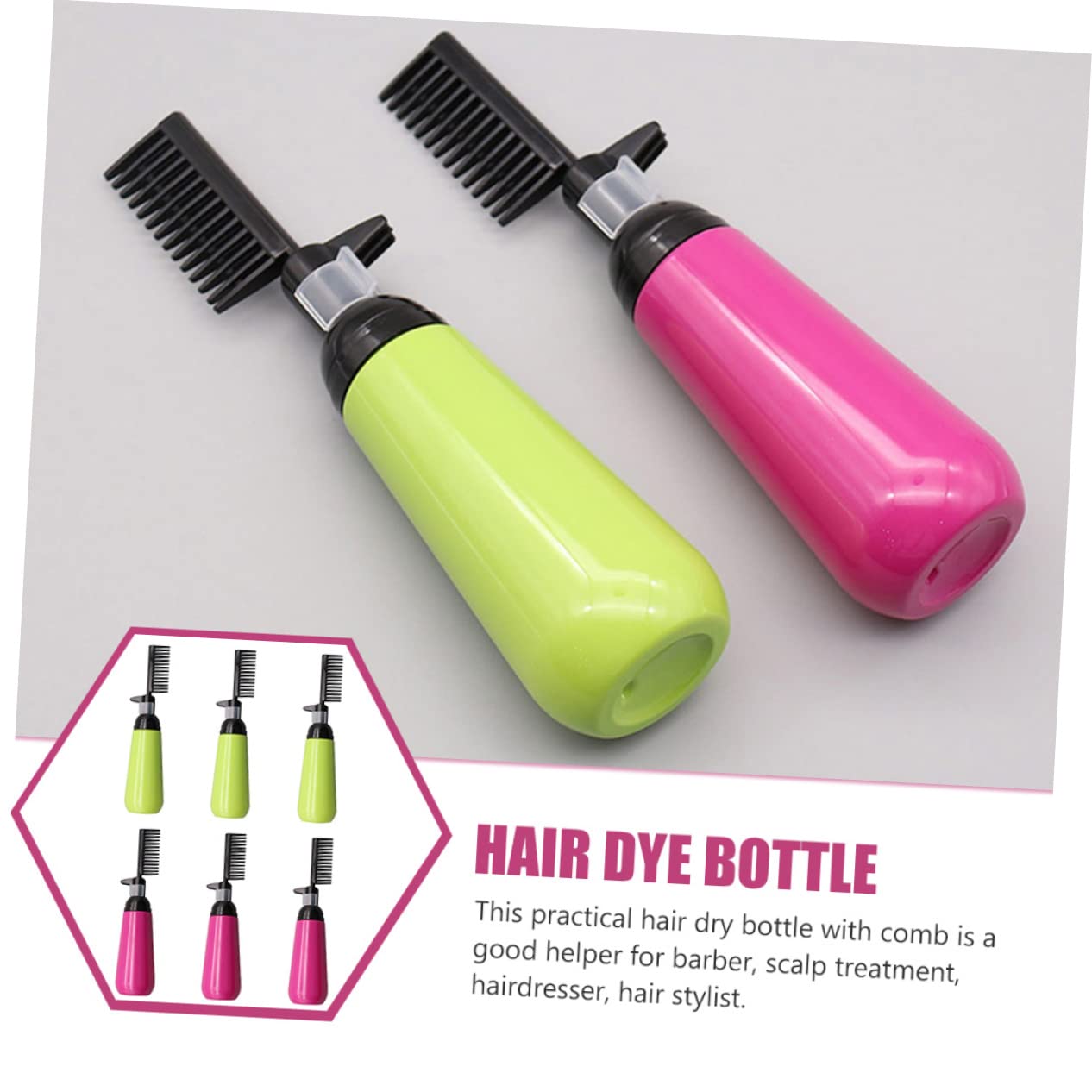 FOMIYES 6pcs Root Comb Hair Dye Applicator Bottle Plastic Hair Coloring Comb Bottles for Dyeing Portable for Barbershop Use Random Color