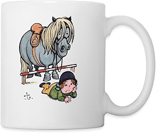 Spreadshirt Thelwell Showjumping Gone Wrong Hilarious Fail Licensed Mug, One Size, white