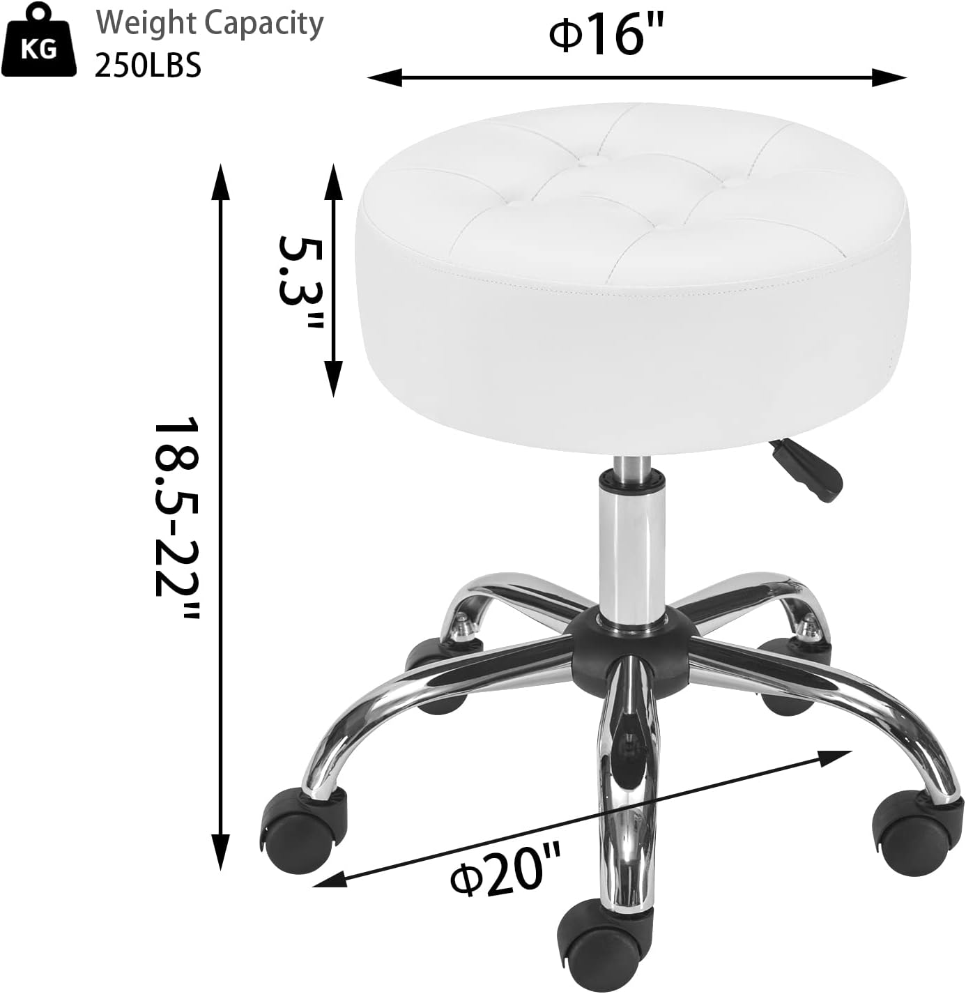 Gitrah Rolling Stools with Wheels Adjustable Height Salon & Spa Stools Large and Thick Comfortable Seat White : Beauty & Personal Care