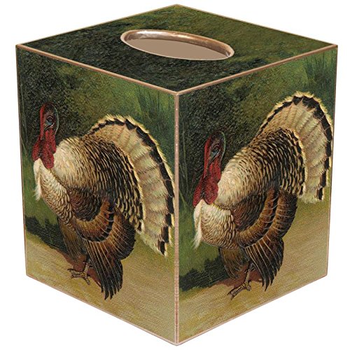 Antique Thanksgiving Turkey Paper Mache Tissue Box Cover