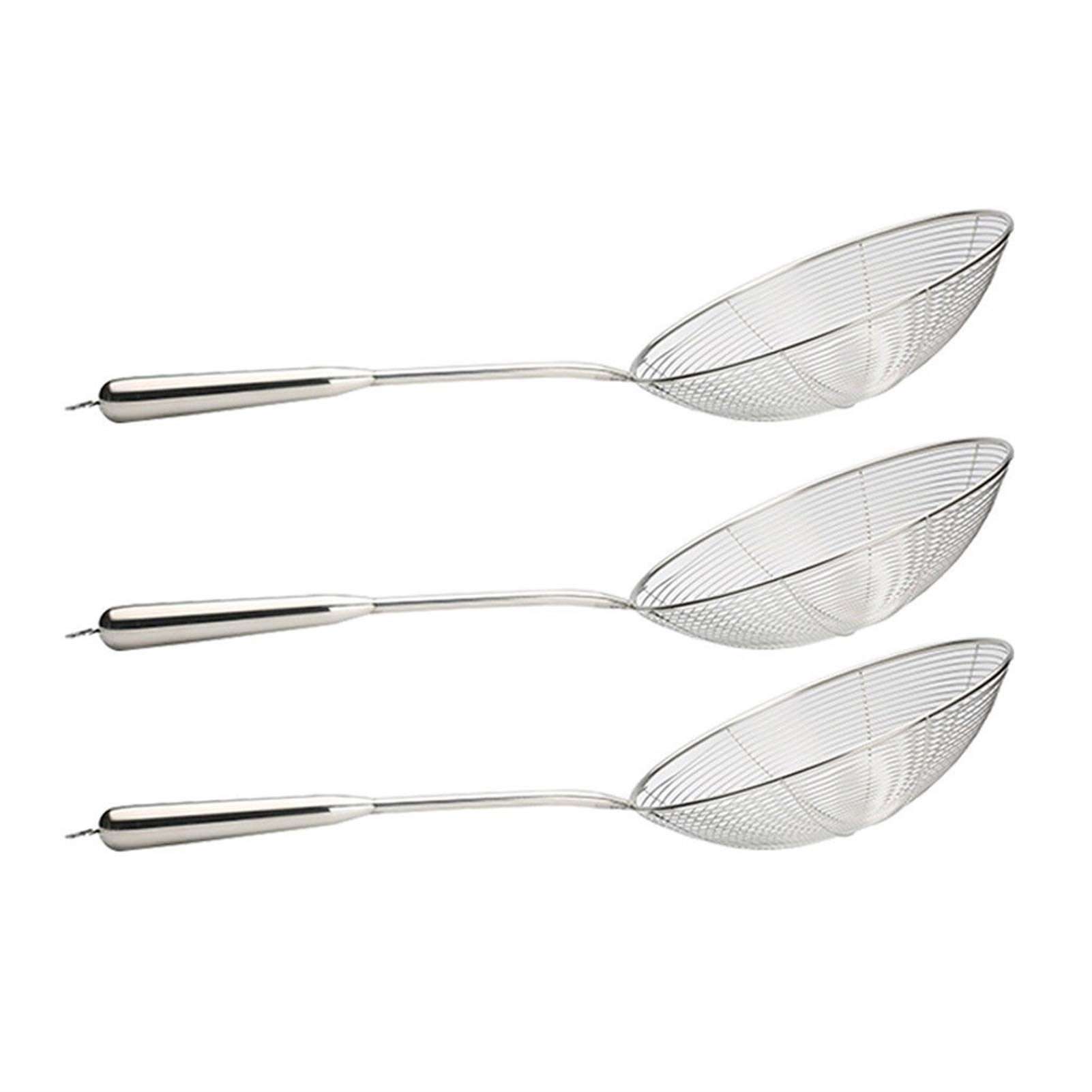 Espumadera Colador Conjunto de 3 filtro de malla de acero inoxidable de Asia Colador Cuchara de alambre de acero inoxidable con mango de cuchara Skimmer for la cocina for freír alimentos, pasta, espag
