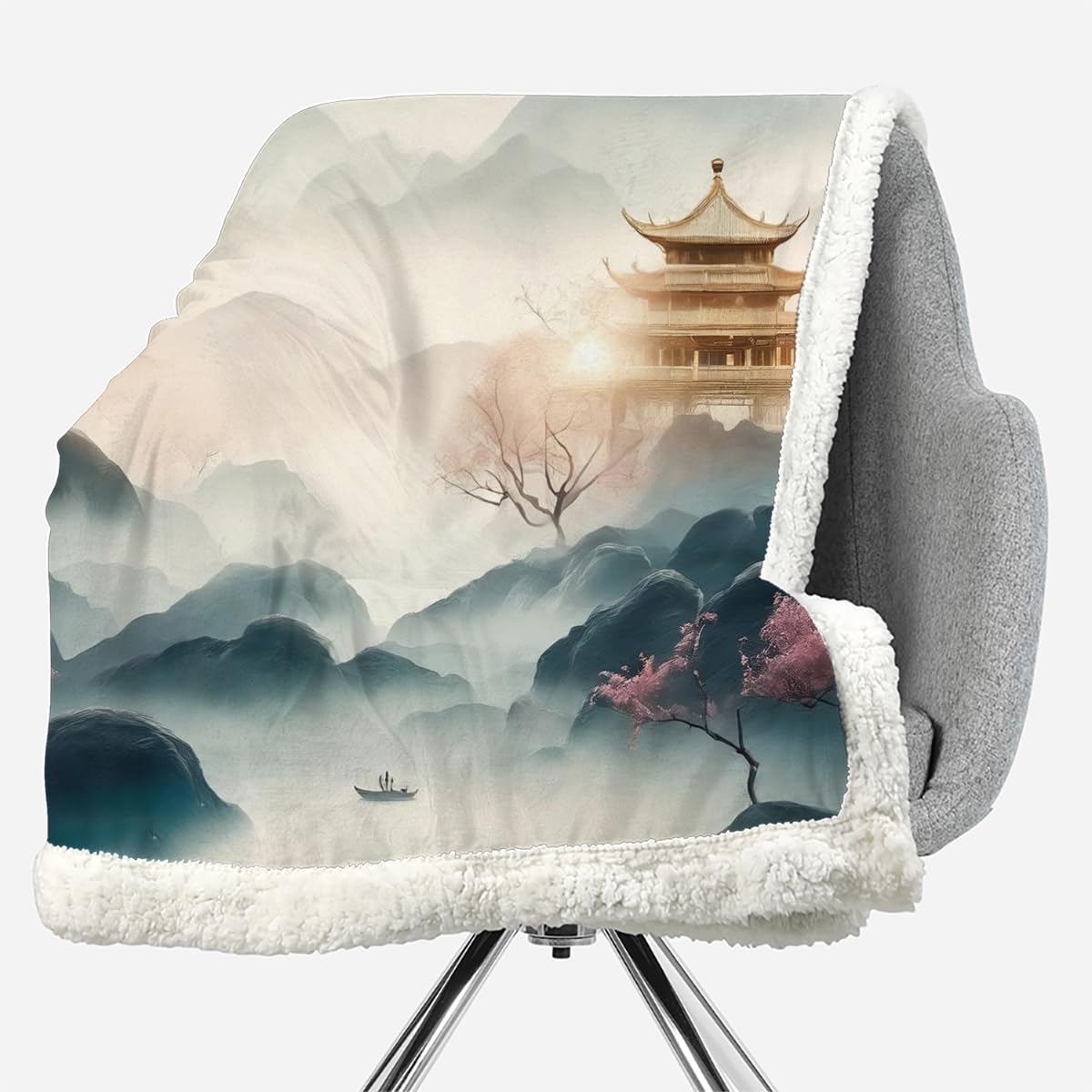 Générique 3D Plaid Couverture Japon Style 150x200cm Microfibre Ultra Douce et Chaude Montagne Couverture Polaire Confortable Sherpa Blanket pour Canapé Couvre Lit Toutes Saisons（MXX 24-9）