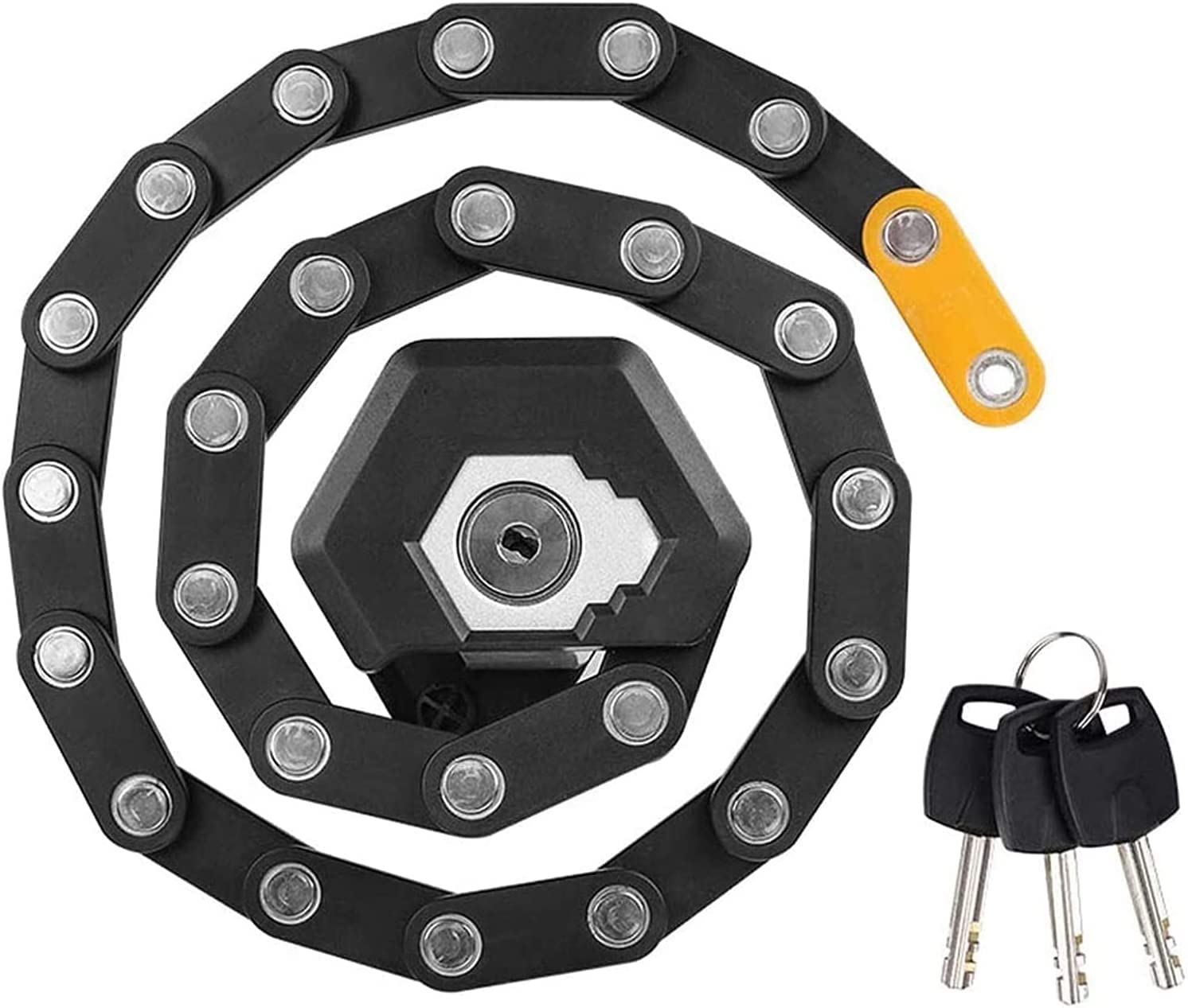 Lucchetto Pieghevole per Bici, Lucchetto antifurto Portatile Impermeabile per Mountain Bike, Motocicletta elettrica, Lucchetto a Catena, Lucchetto per Ciclismo (Nero 7,5 * 6,6 * 5,5 cm)