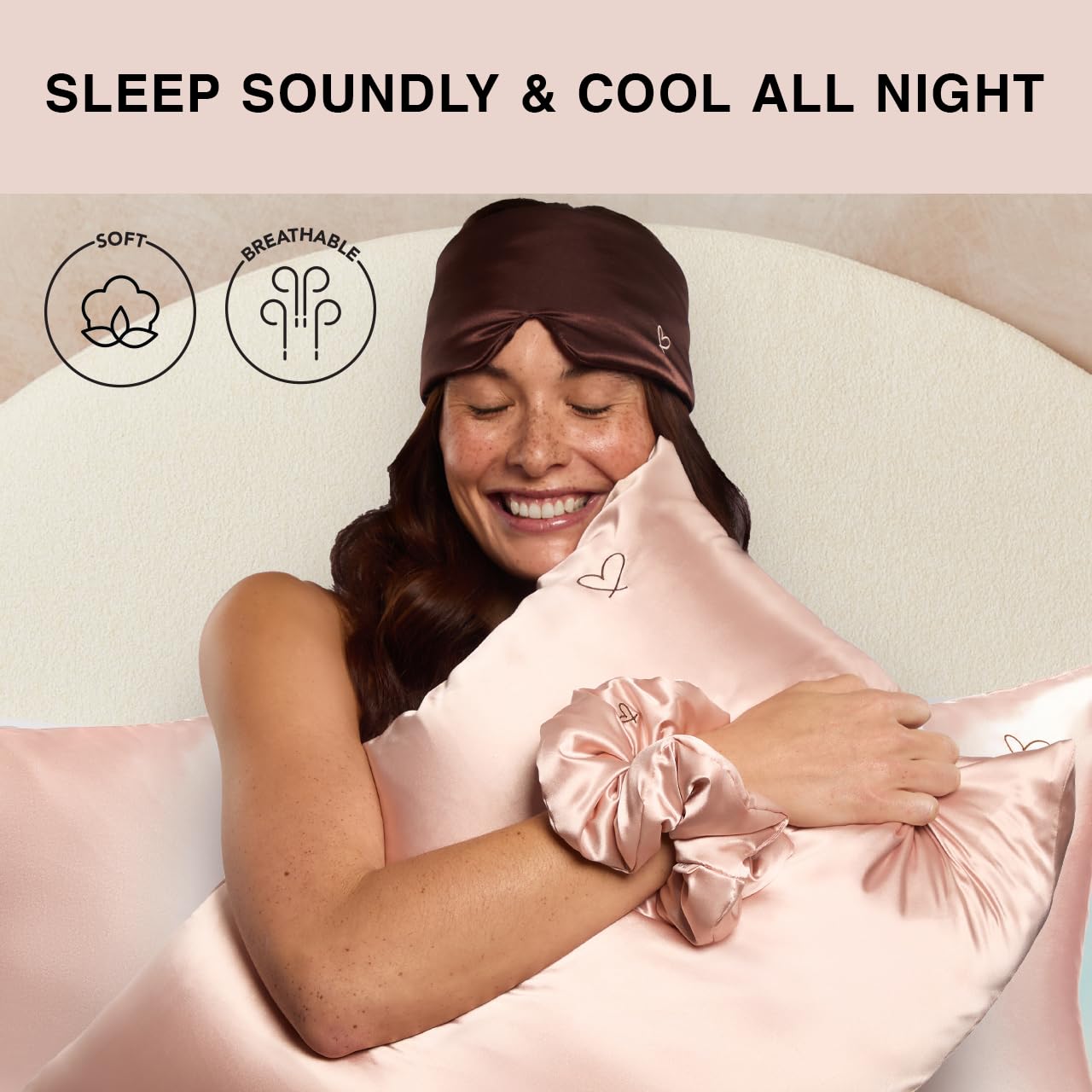 Kitsch Night time Renewal 3PC Sleep Set - Satin Pillowcase with Zipper for Hair & Skin - Softer Than Silk, Queen/Standard Size with Satin Pillow Scrunchie No-Damage Hair Tie and Satin Pillow Eye Mask