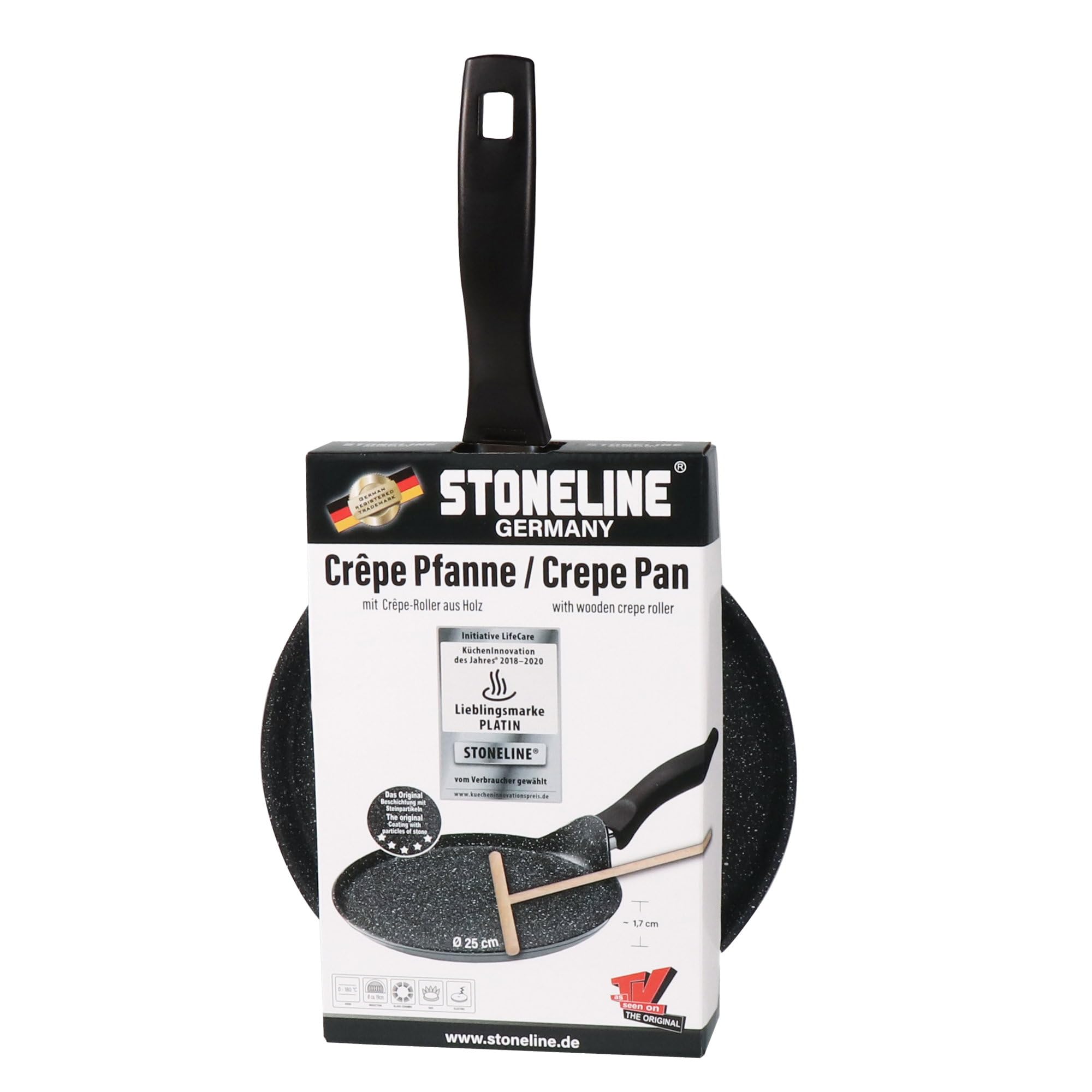 STONELINE - Crepiera con posate, 25 cm, adatta a piani cottura a induzione, in alluminio, colore: Antracite