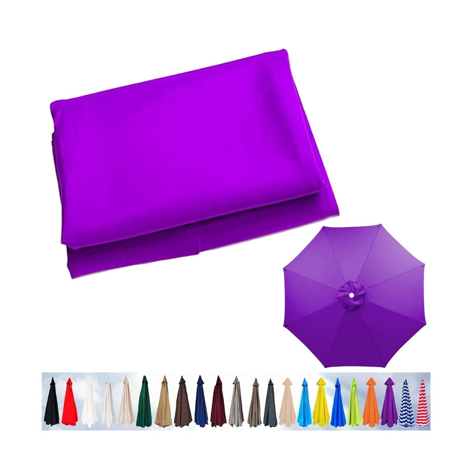 Replacement Parasol Canopy, Garden Umbrella Cover 6/8 Arms, Patio Replacement Cover for 2m/2.3m/2.5m/2.7m/2.8m/3m/3.5m(Purple,8ribs:230cm)